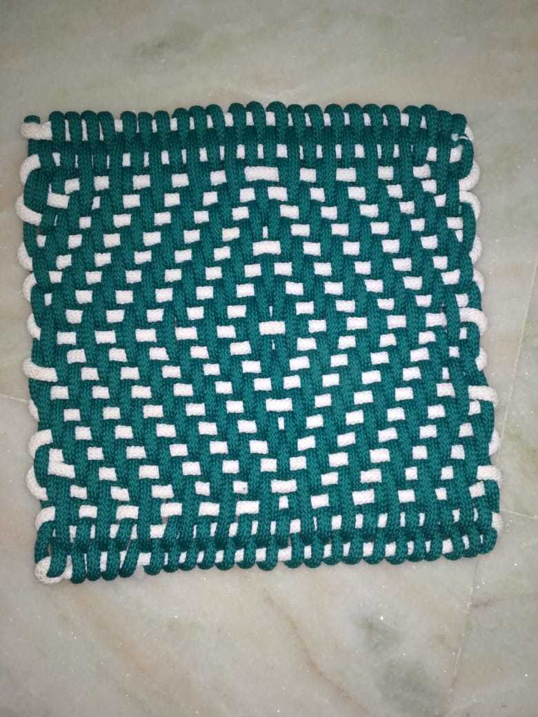 Frame Mats - Wool, Round Shape, White Color | Hand Washable, Modern Design, Handmade For Outdoor Use