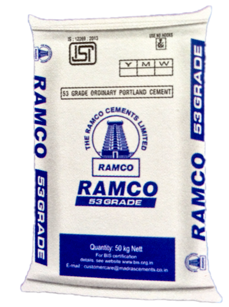 Ramco Opc Cement - 50 Kg, Black Color, 53+ Mpa Compressive Strength, Rapid Hardening, 3700 Fineness, 0.10% Max Chloride, 3.5% Max Sulphate