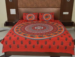 Multi Colour Hand Block Print Bed Sheet