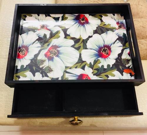 Wooden Drawer Tray - MDF, 14 x 10 x 3.5 Inches, 7.5mm Thickness | Glossy Finish, Versatile Storage Solution