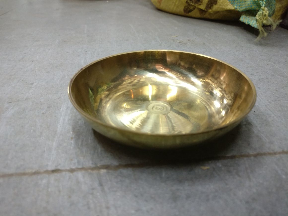 Traditional Buffet Plate - Round Brass Thali , Golden Finish Perfect For Kitchen Use