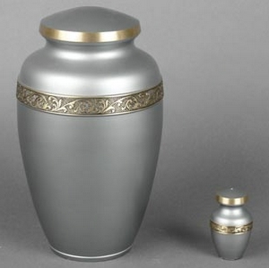 Indigo Cremation Urn - 10.3x8 Inches, Polished Brass Metal, Religious Theme