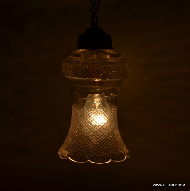 Transparent Cut Hanging,clear Glass Cutting Hanging Lamp With Fitting