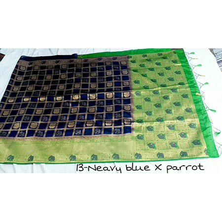 Chiffon Bonga Silk Elephant Rich Pallu Contrast With Contrast Plain