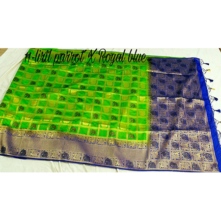 Chiffon Bonga Silk Elephant Rich Pallu Contrast With Contrast Plain