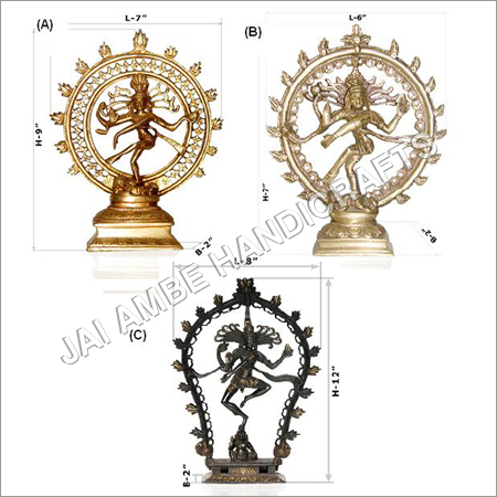 Brass Natraj Statues - Brass, Various Sizes, Golden | Intricate Design, Handcrafted, Spiritual Significance, Customizable Finish