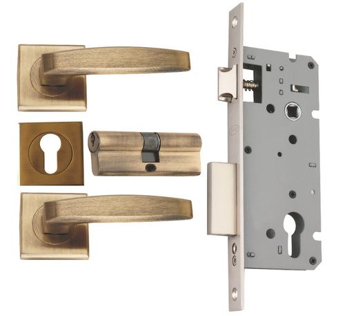 Zinc Mortise Concealed Lock Set - Color: Golden