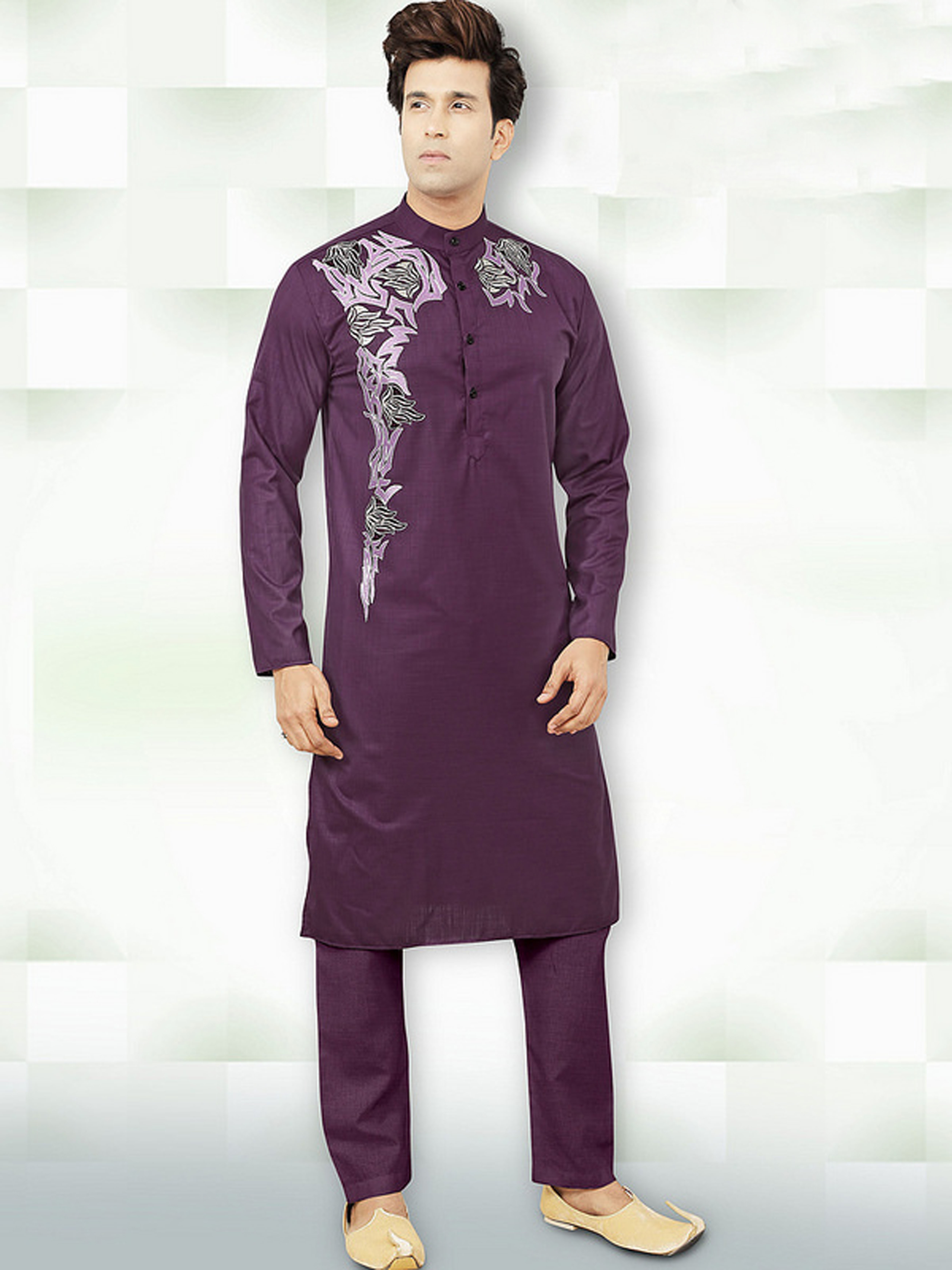 Sherwani - Cotton Polyester Material Sizes 36 To 50 Embroidered Closure | Standard Collar Modern Style Plain Pattern Designed For Men