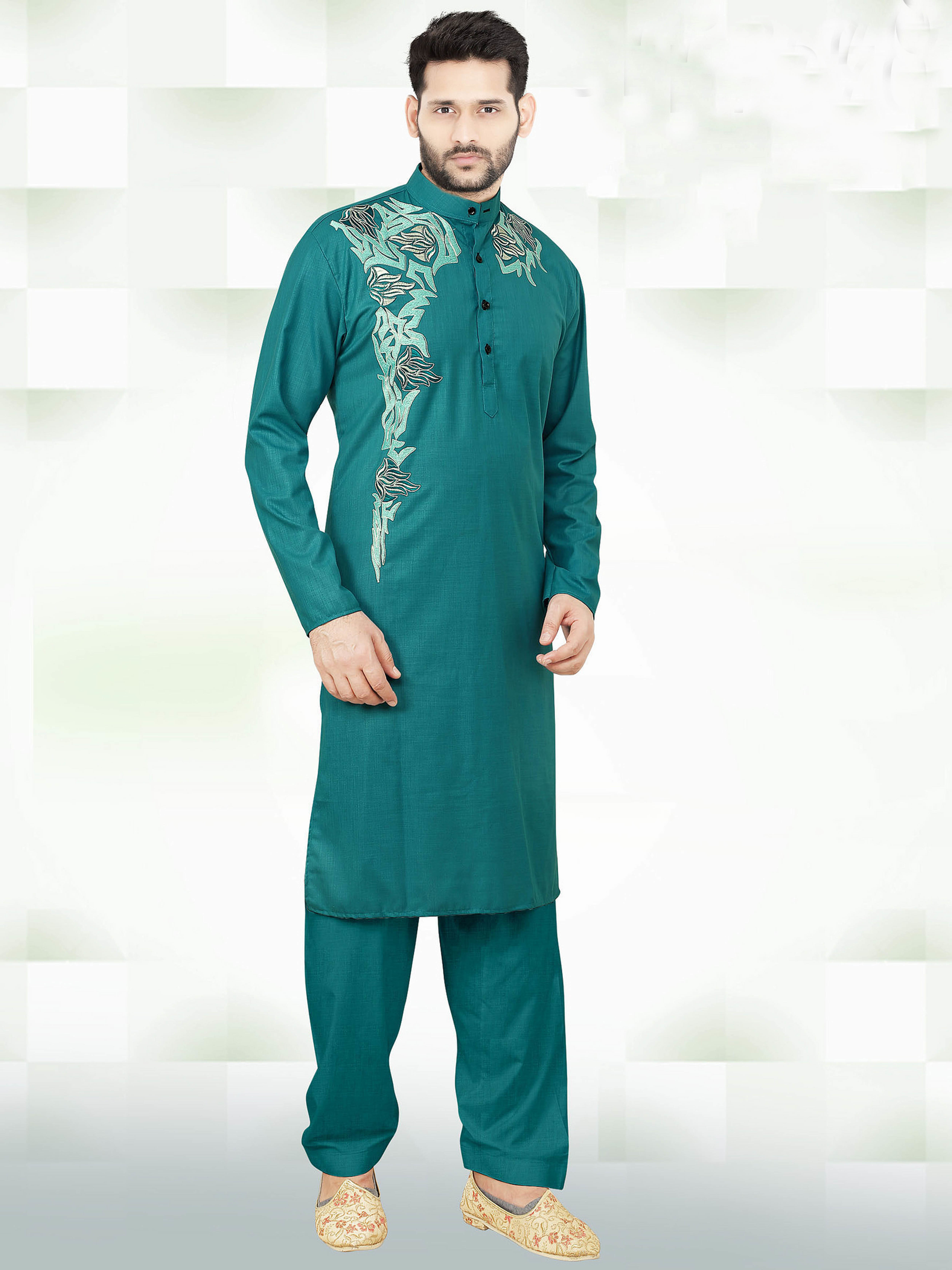 Sherwani - Cotton Polyester Material Sizes 36 To 50 Embroidered Closure | Standard Collar Modern Style Plain Pattern Designed For Men