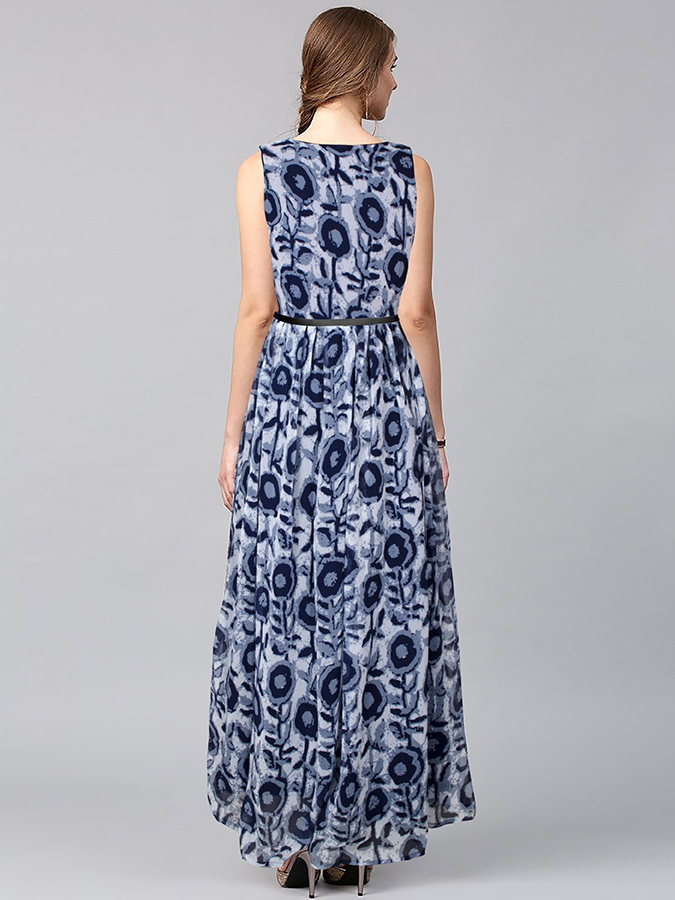 Blue Ladies Printed Gown