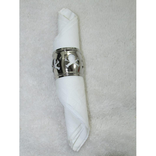 Table Napkin Rings - Chrome Plated Steel, 1-2 Inch Round Silvery Elegance, Intricate Design for Dining Charm