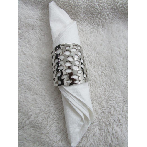 Designer Napkin Rings - Brass Material, 1-2 Inch Round Size - Elegant Silver Finish, Perfect for Any Occasion