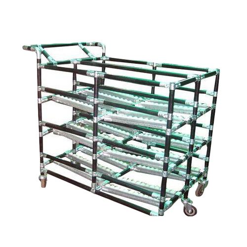 ESD Pipe Trolleys - Mild Steel Frame, 2-4 ft Height, 200-250 kg Load Capacity | Open Top, Glossy Finish, 4 Heavy Duty Rotating Wheels