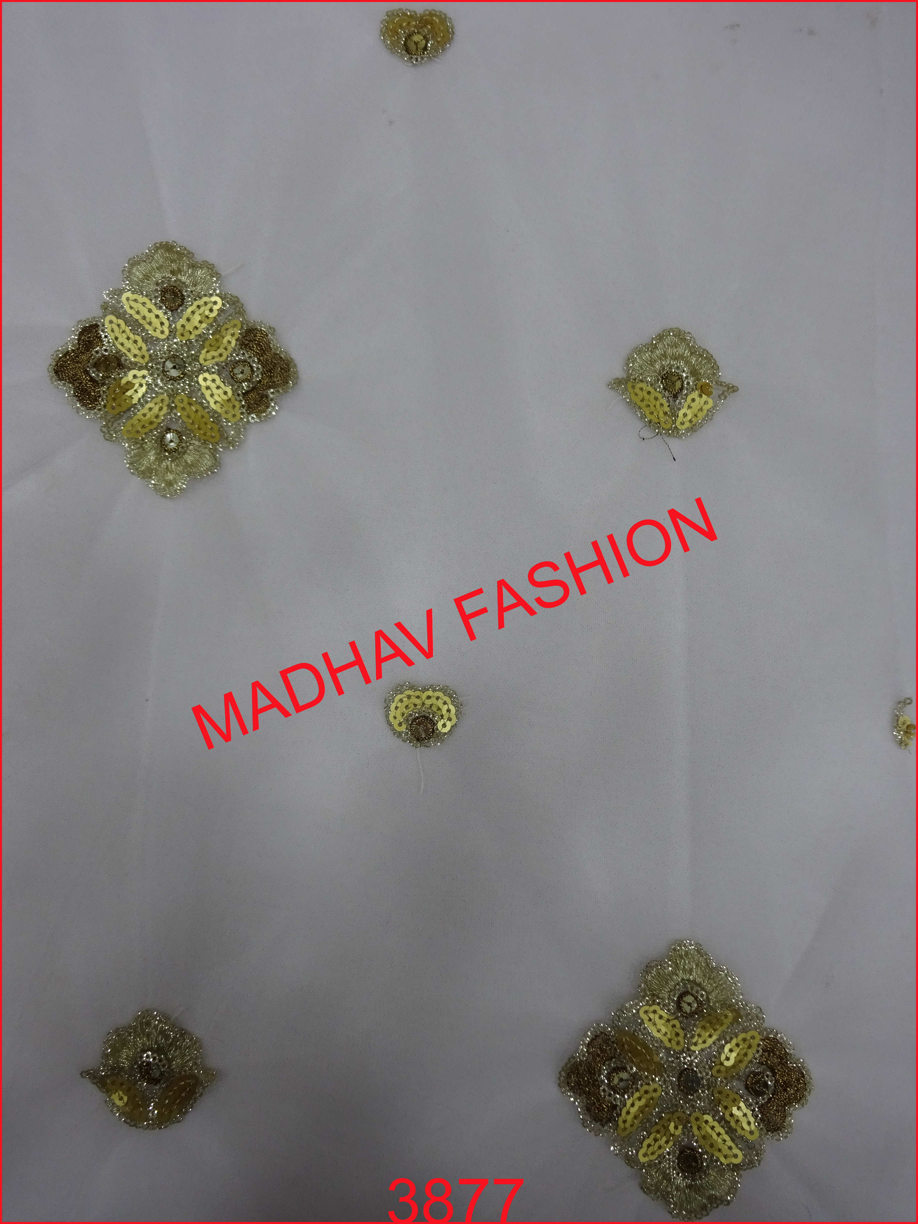 Mirror Butti - White Georgette, 44 Meter Width | Sequence Embroidery, Digital Print, All Fabric Types, Light In Weight, Multi-style Usage