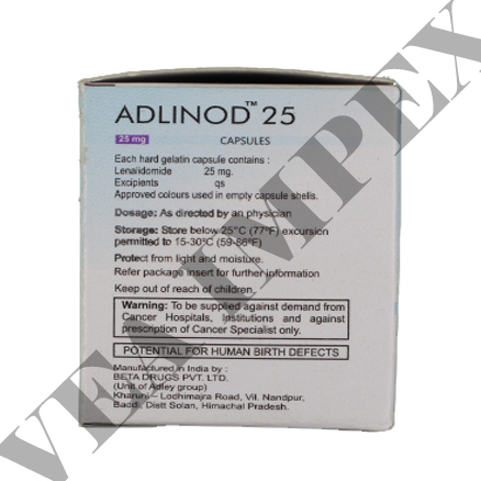 Adlinod - 25 Mg Lenalidomide Capsules | Treats Multiple Myeloma, Mantle Cell Lymphoma, Reduces Anemia Risks