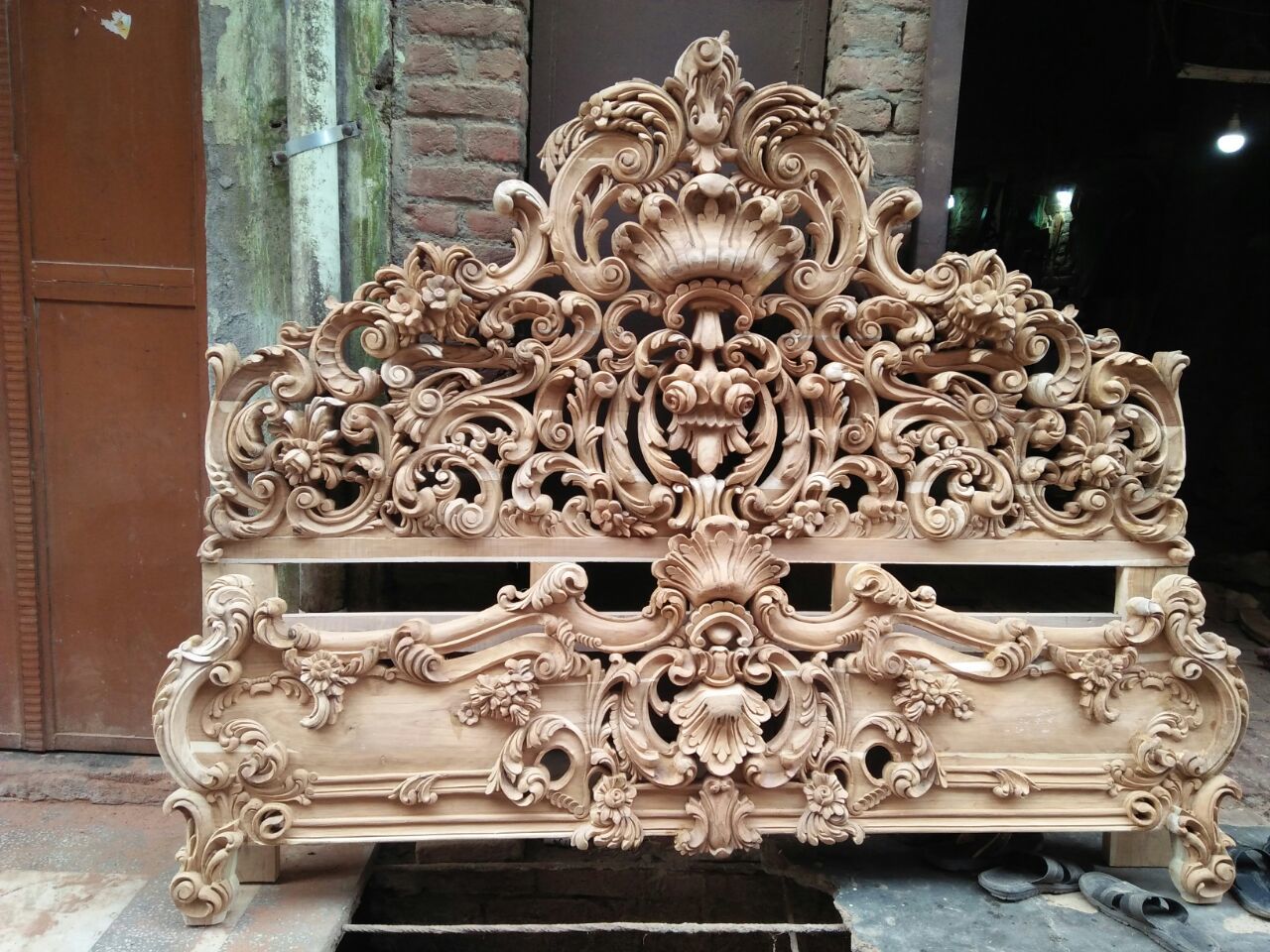 Wooden Bed - Mdf Board Material 1 Foot Height Brown Color | Indian Style Home Furniture Non-foldable Lightweight Design