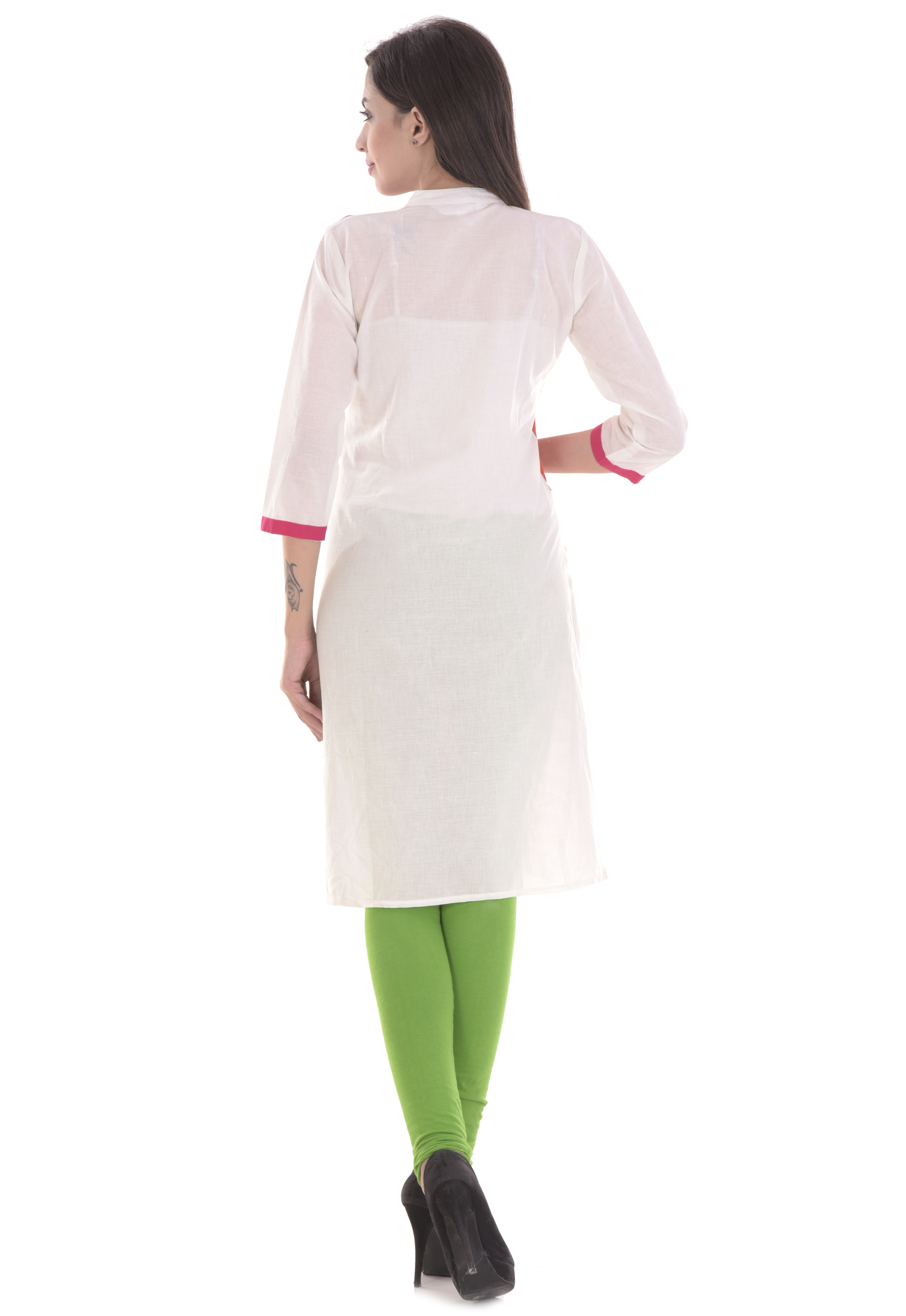 Cotton Stylish Kurti - 100% Cotton, Multi Color, 3/4th Sleeves | Eco-friendly, Breathable, Perfect For Daily Wear, Trendy Check Lining Pattern