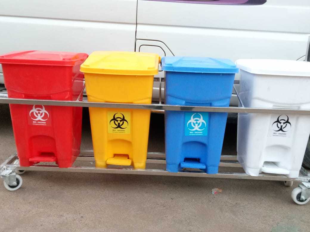 Red Biomedical Waste Trolley