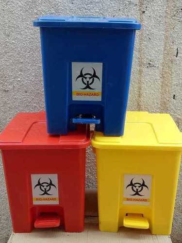 Bio Medical Waste Bin - Plastic, 10 Liters, Red/Blue/Yellow | Ideal for Hospitals, 4 Feet Size, Lightweight 6-10 kg