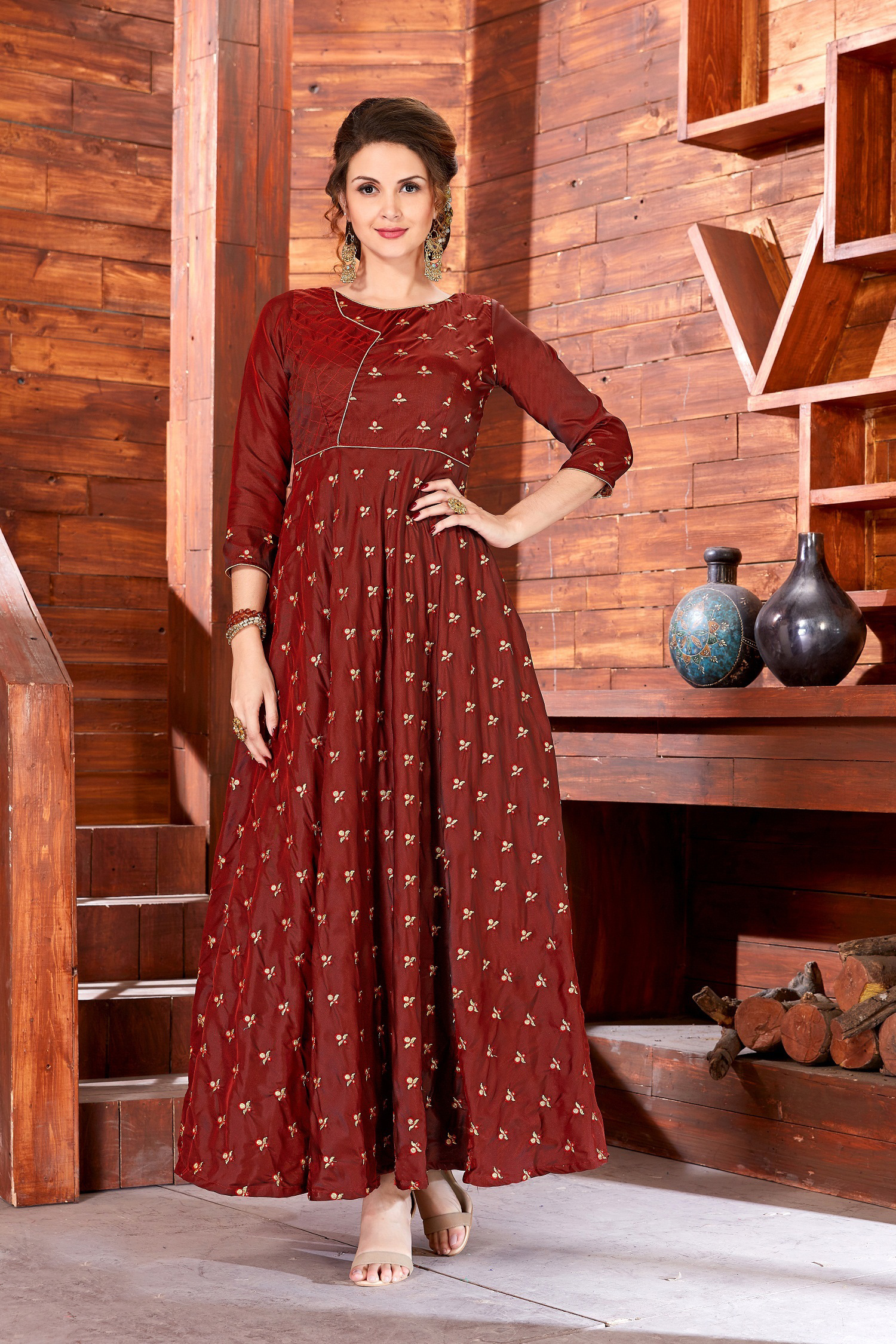 As Per Image Silk Gown