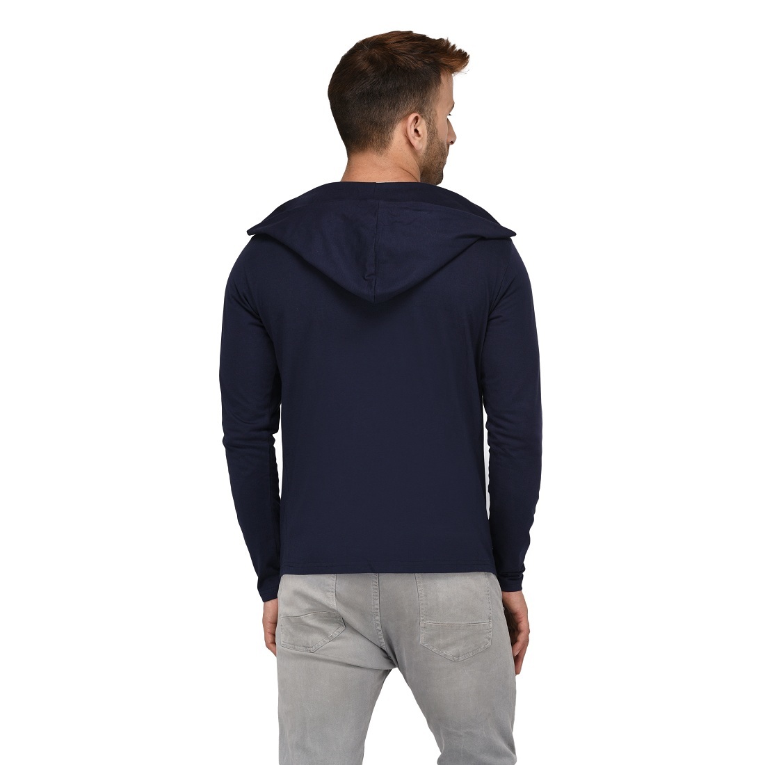 Men's Hooded Navy Blue Shrug Hip Size: 5 Centimeter (Cm)