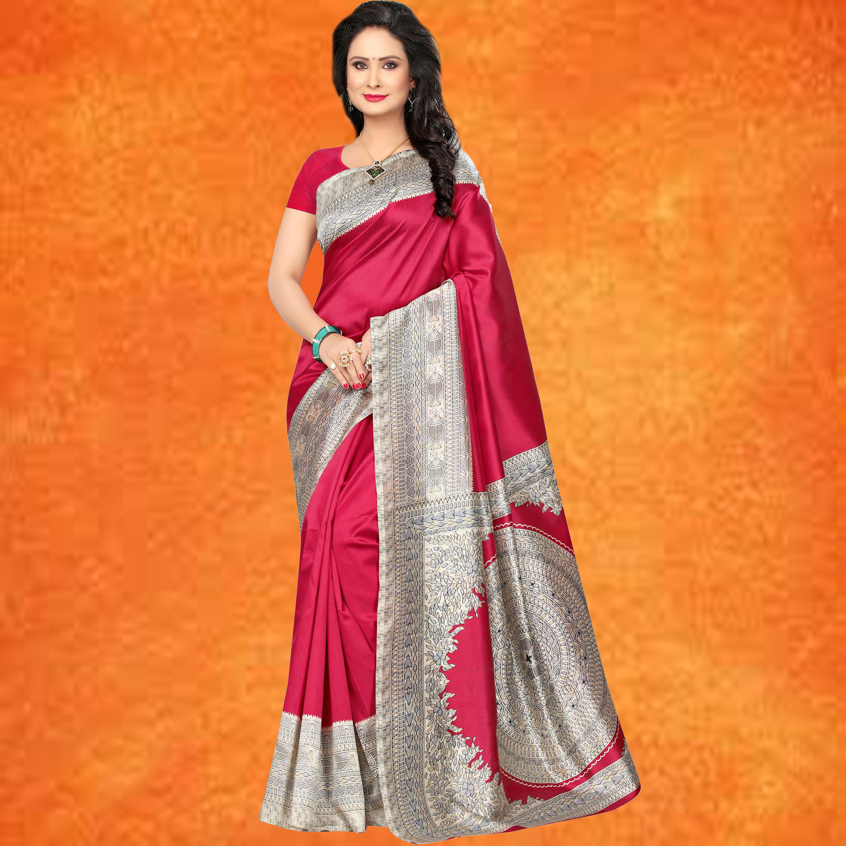 Stylish Kalamkari Printed Mysore Silk Saree