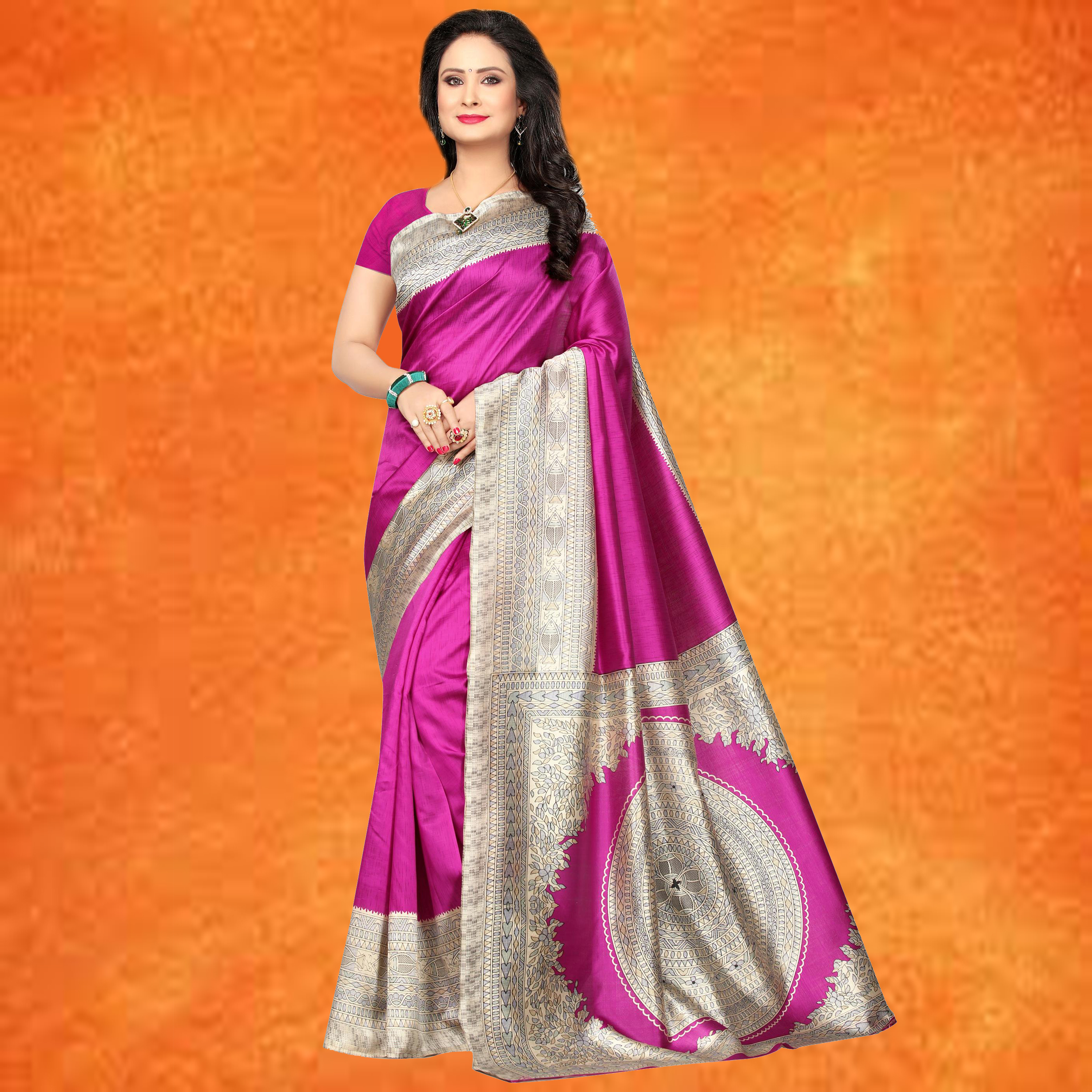 Stylish Kalamkari Printed Mysore Silk Saree