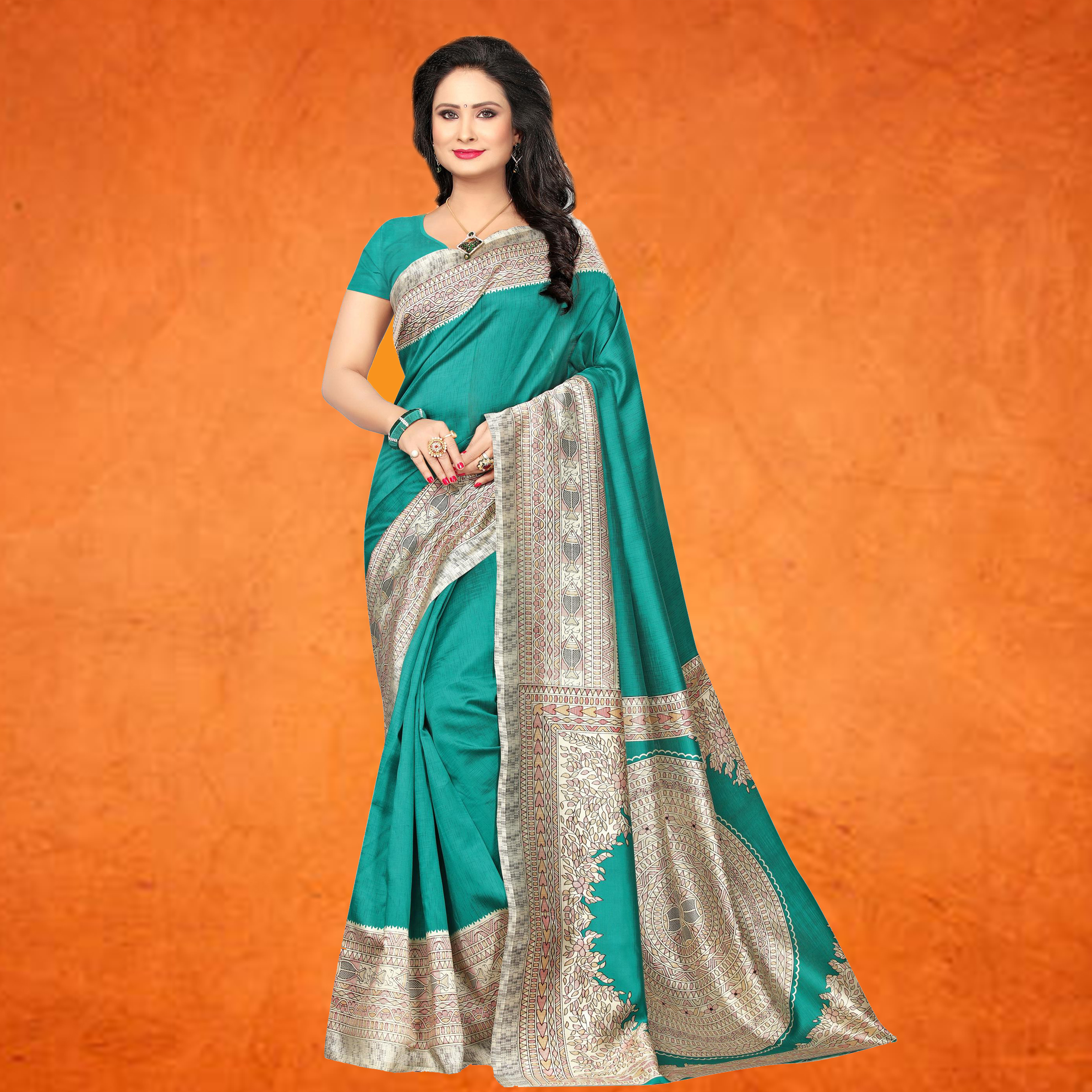 Stylish Kalamkari Printed Mysore Silk Saree