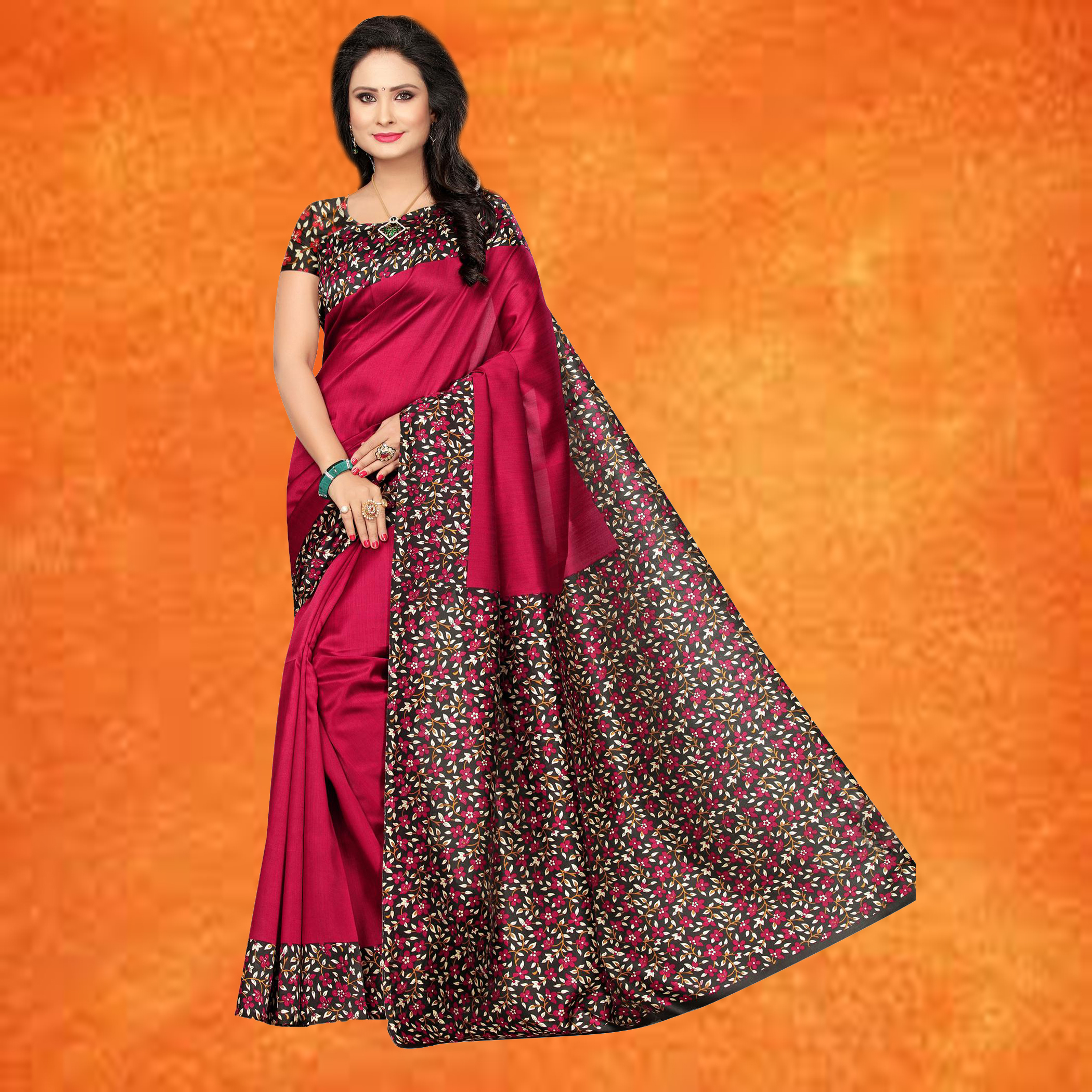 Blue Printed Mysore Silk Saree