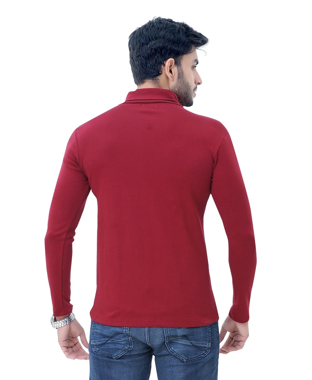 Maroon Men's High Neck Full Sleeve T Shirt