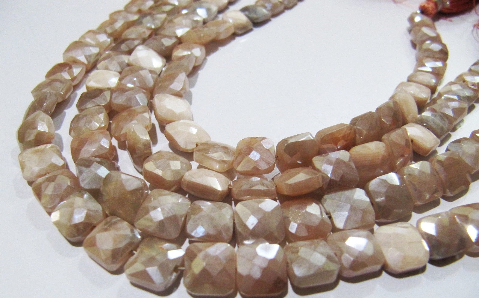 Stone Aaa Quality Peach Moonstone Ab Coated Cushion Shape Beads