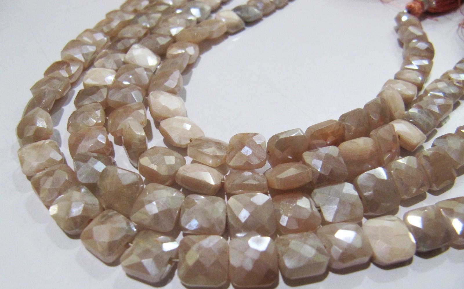 Stone Aaa Quality Peach Moonstone Ab Coated Cushion Shape Beads