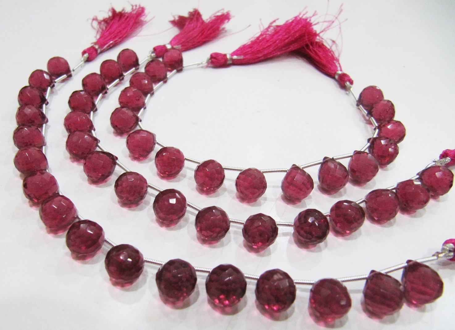 Aaa Quality Rubellite Pink Quartz - 10mm Tear Drop Faceted Beads Strand 8 Inches Long, Stunning Pink Stone Beads For Jewelry Making