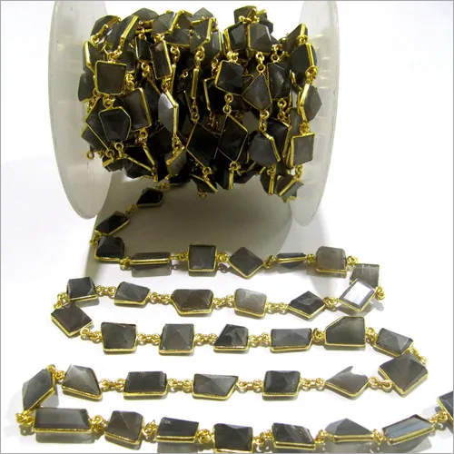 AAA क्वालिटी नेचुरल ग्रे मूनस्टोन फ्री शेप चेन