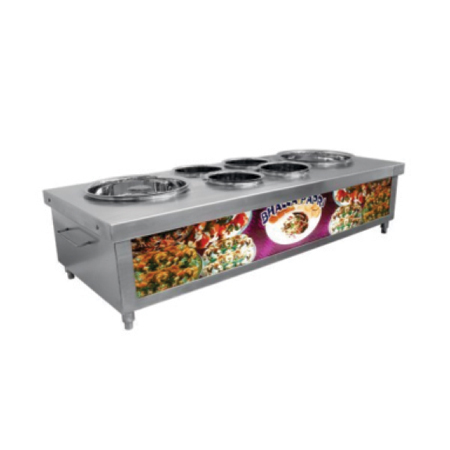Raj Bhog Counter - Stainless Steel 1500x600x800 mm, 2 kW | Food Warming, Six Containers, Easy Cleaning, Durable