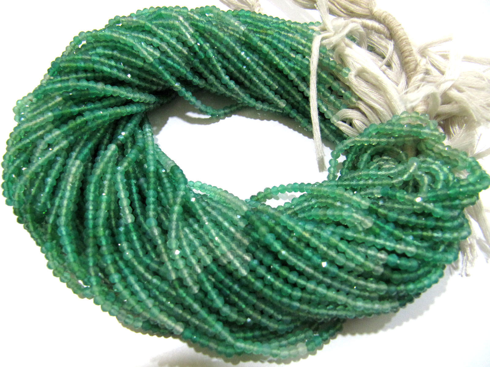 Stone Top Quality Shaded Green Onyx Gemstone Round Faceted Beads