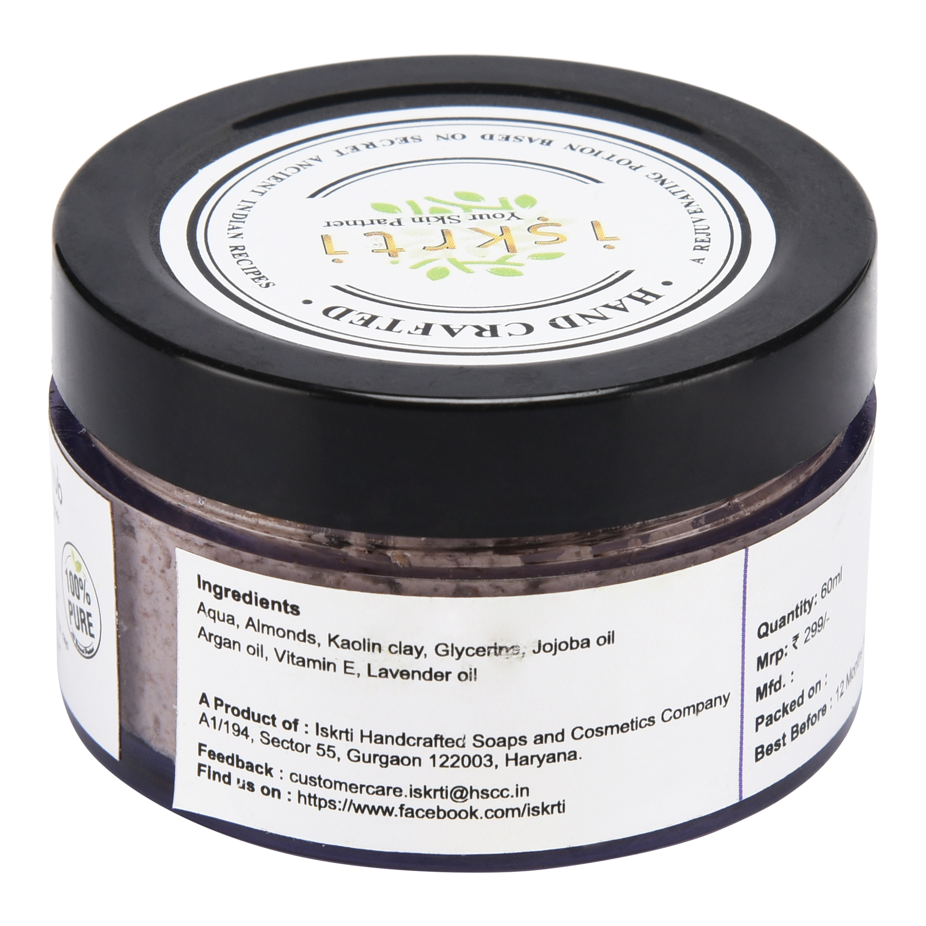 Almond Lavender Face Scrub - Cream Form, Smooth Texture, White Color | Deep Pore Cleanser For Glowing Skin, Exfoliates, Reduces Dark Circles