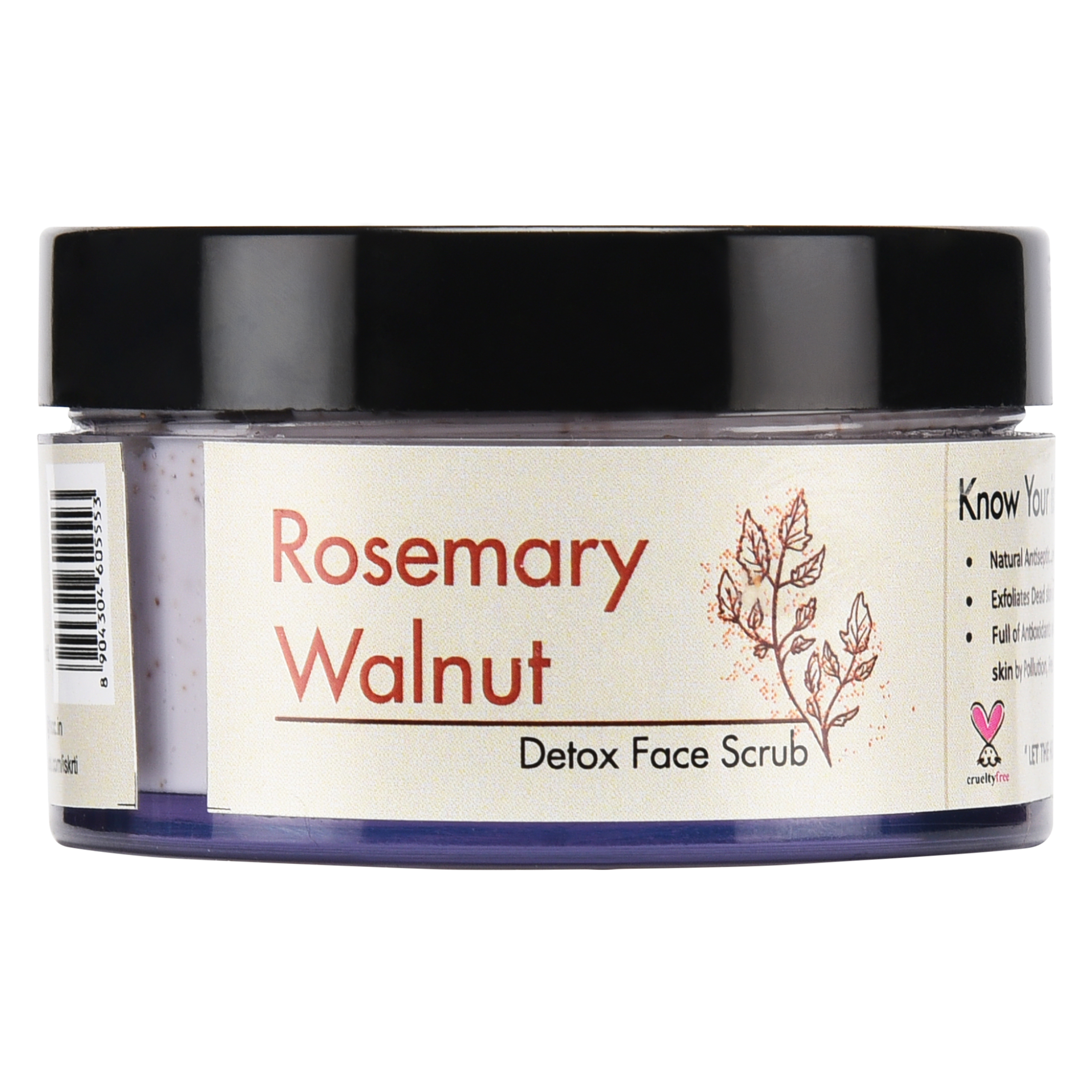 Face Scrub - Cream, For Oily Skin | Natural Antiseptic Infused With Rosemary & Walnut, Exfoliates, Boosts Circulation, Rich In Antioxidants
