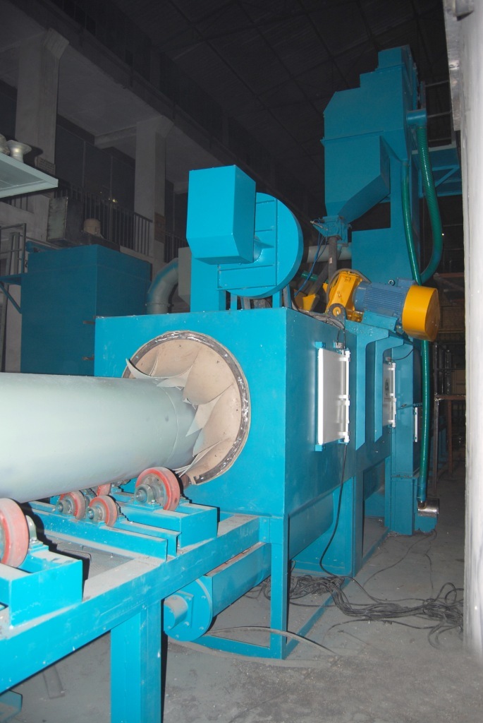 Airless Lpg Cylinder Type Shot Blasting Machine - Ms Material, 12000 X 5000 X 5000 Mm Dimensions, Blue And White Color | Automatic Operation, 50 Ton/day Production Capacity, Plc Control System, 10 Bar Pressure