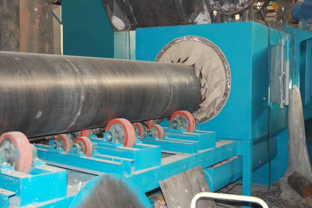 Airless Lpg Cylinder Type Shot Blasting Machine - Ms Material, 12000 X 5000 X 5000 Mm Dimensions, Blue And White Color | Automatic Operation, 50 Ton/day Production Capacity, Plc Control System, 10 Bar Pressure