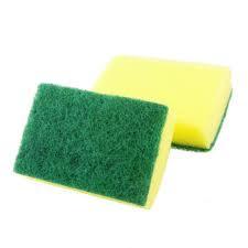 Sponge Scrub Pad - Synthetic Material 3x4 Inch, Green With Yellow Sponge, Dual-sided Use, Long Lasting, Easy Grip, Stain Remover