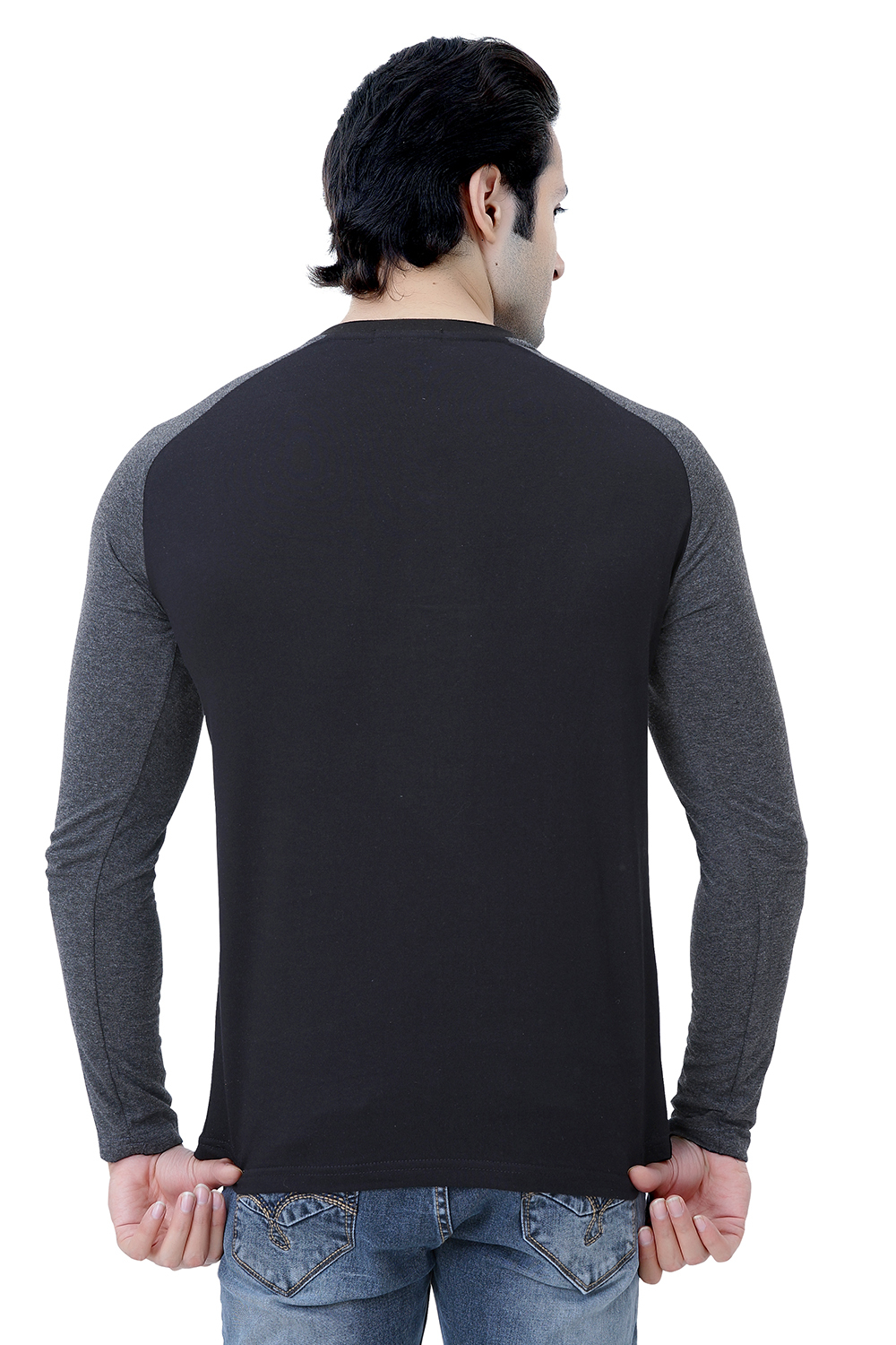 Black And Charcoal Men's Cotton Full T-shirts
