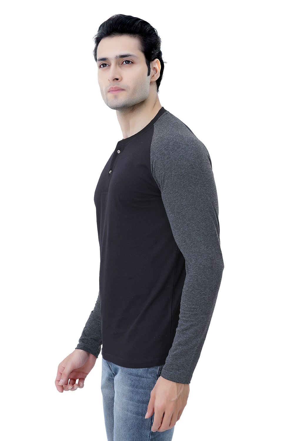 Black And Charcoal Men's Cotton Full T-shirts
