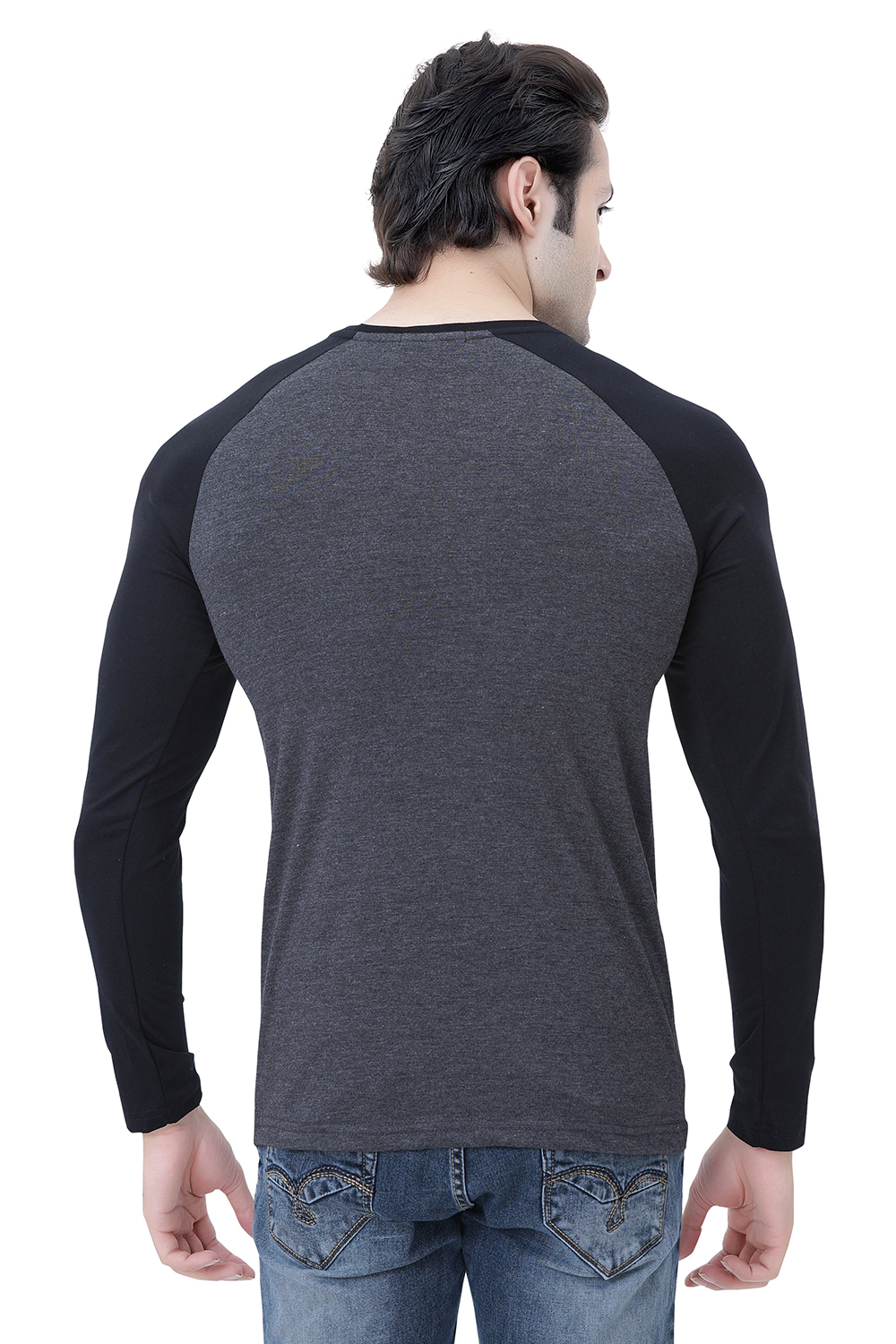 Men's Cotton Full Sleeve T-shirt - Black And Grey Stripe Pattern, O-neck Collar With Ultimate Comfort