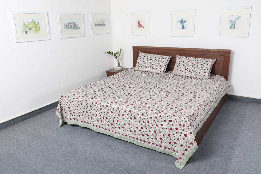 White New Block Print Bedsheets