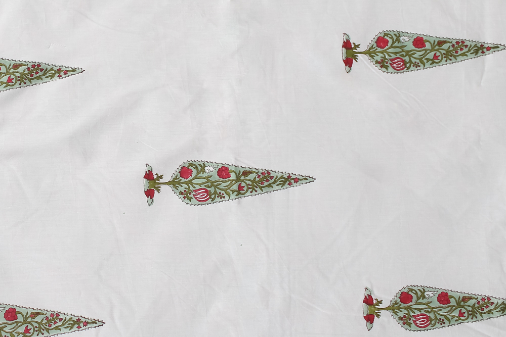 White Jaipuri Block Print Bedsheets