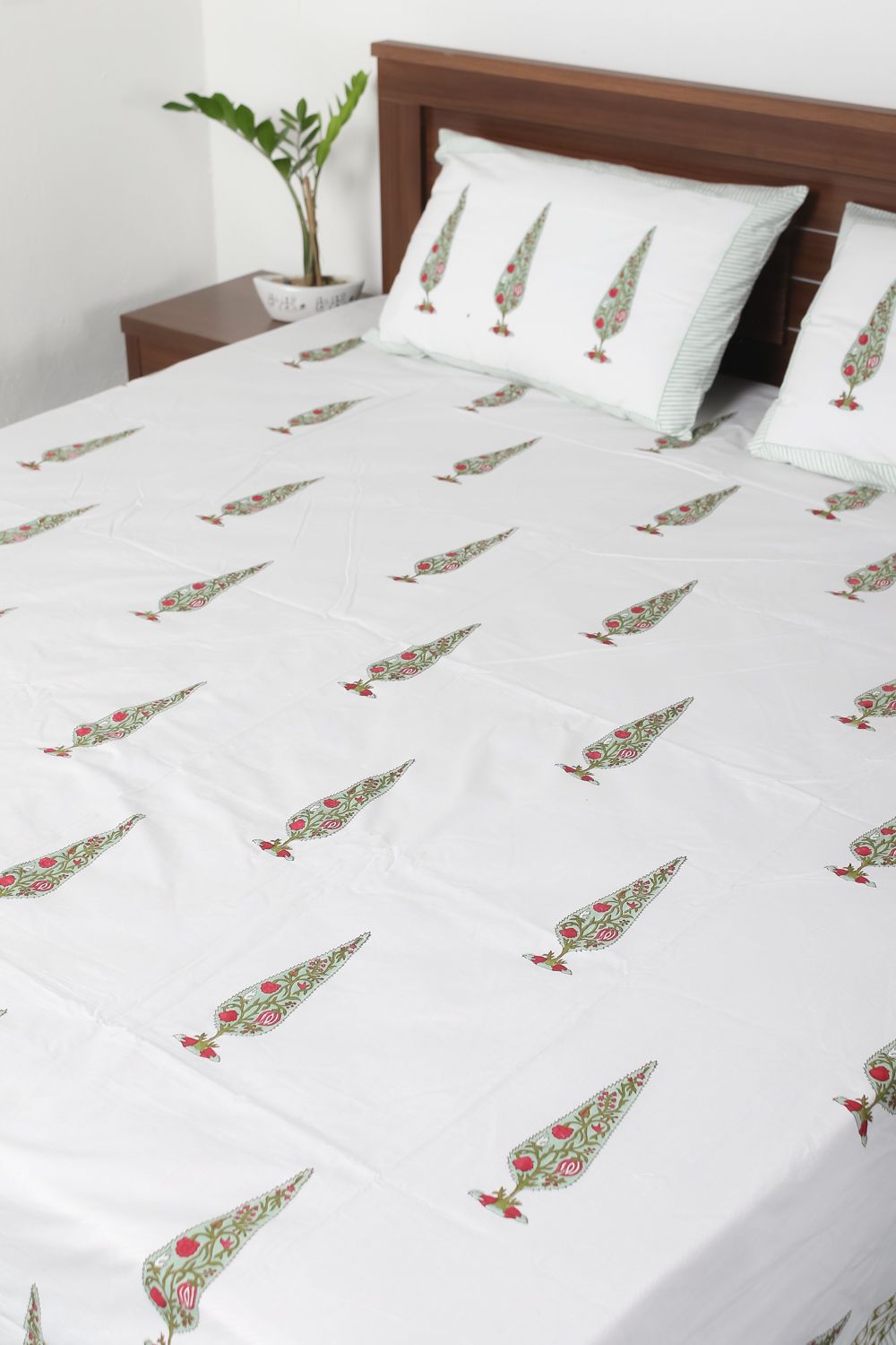 White Jaipuri Block Print Bedsheets