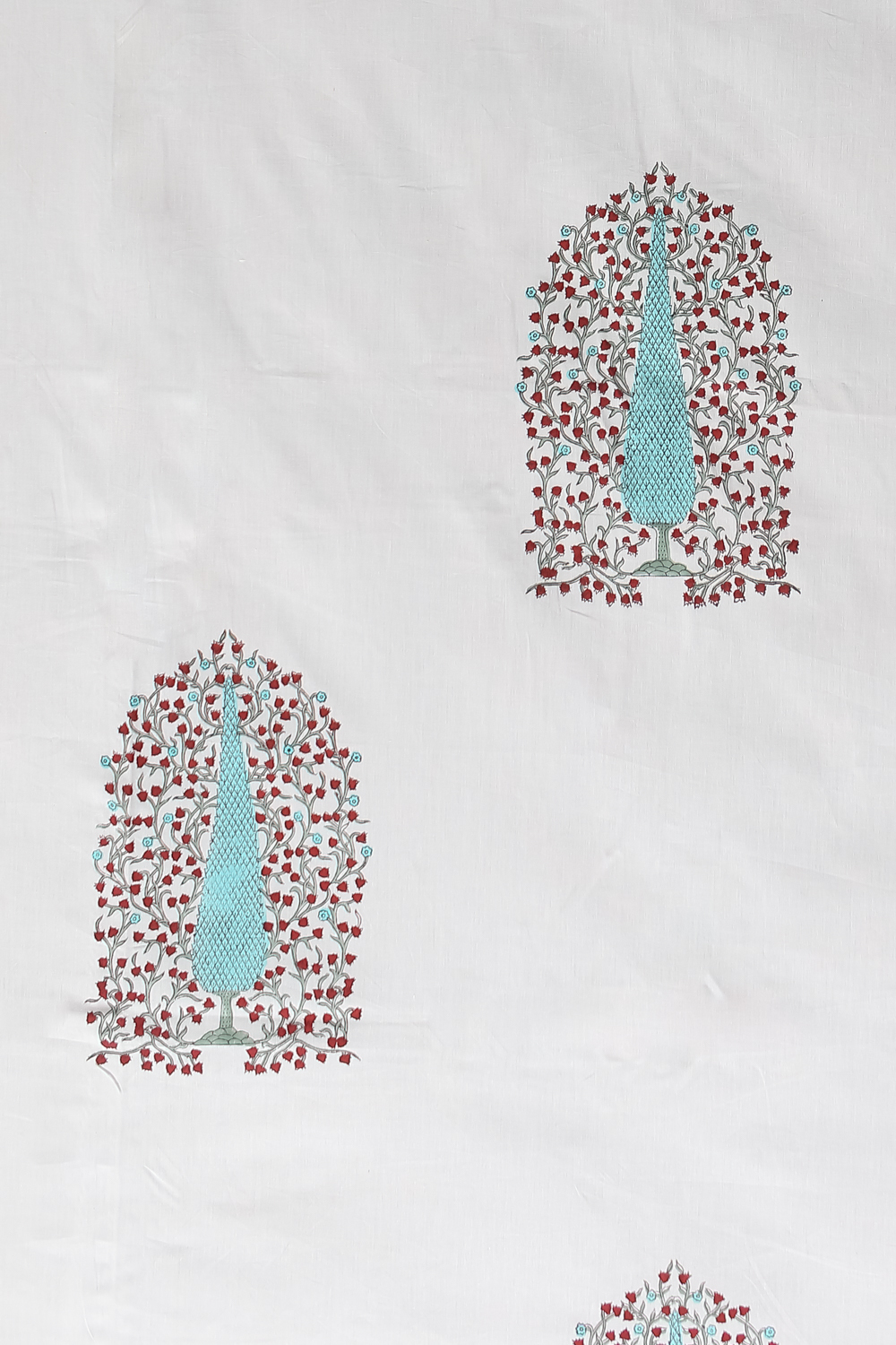 White Block Print Cotton Bedsheets