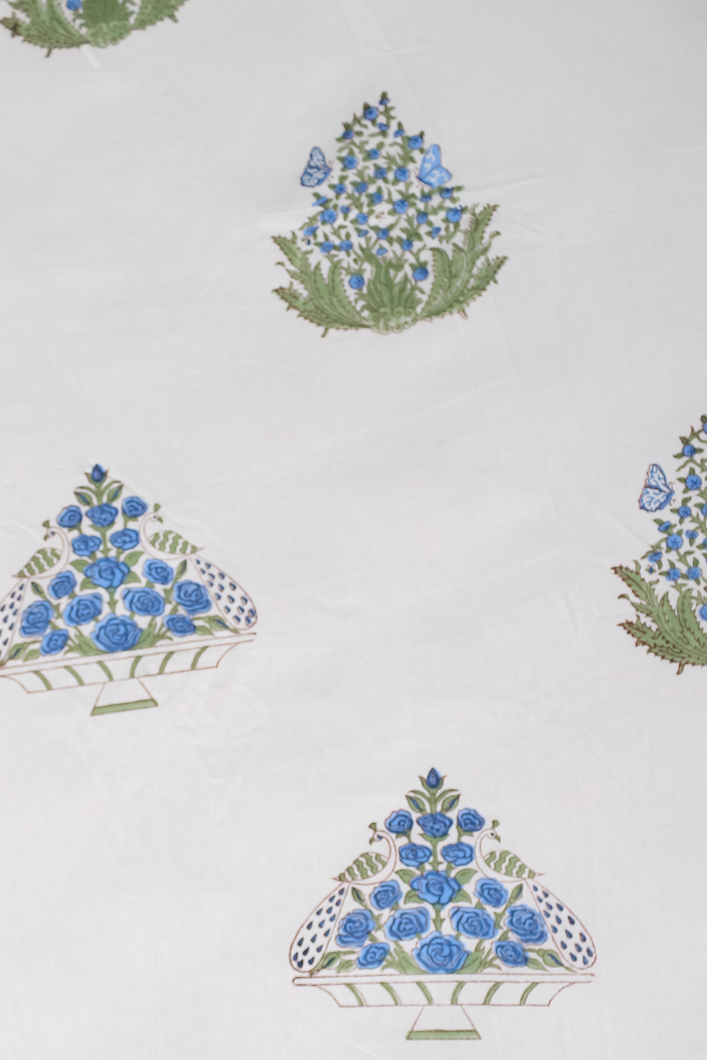 White Latest Block Print Bed Sheets