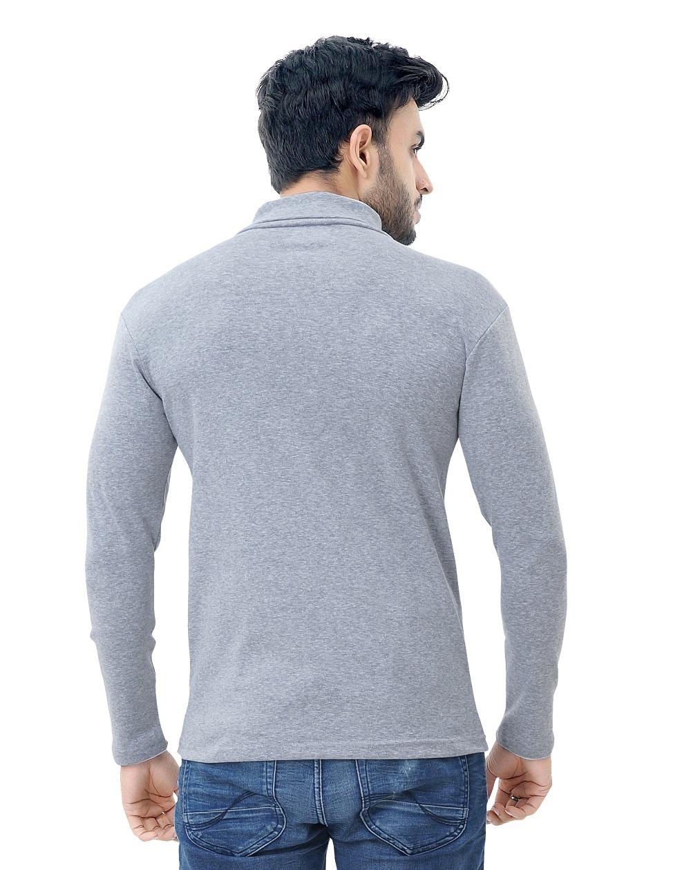 Grey Men's Hi-neck Full T-shirt